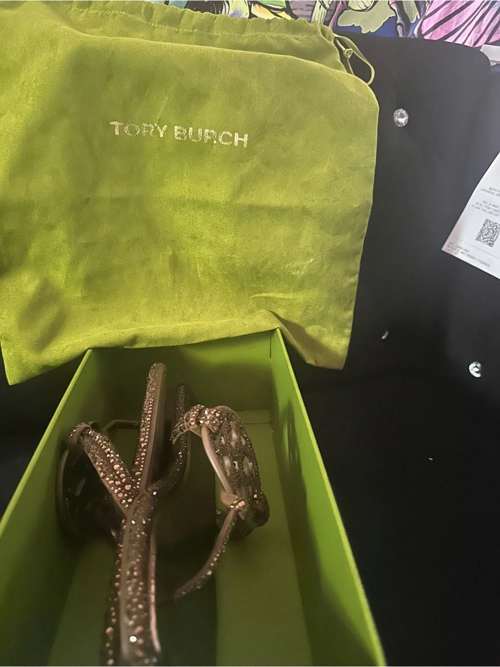 Tory Burch Tan Jeweled Miller Logo Thong Sandals